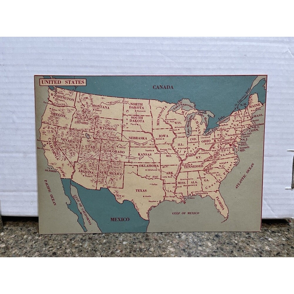 Vintage 1960 My Weekly Reader News Map Excellent Condition
